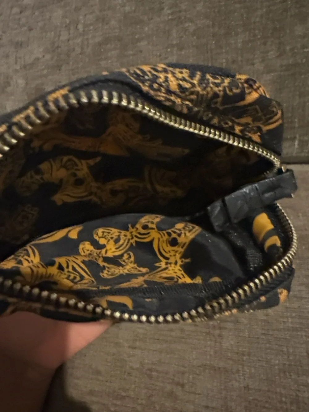 Versace Parfums Baroque Print Cosmetic Pouch Black & Gold | Travel  MINI POUCH